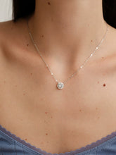 S925 Sterling Silver Moissanite Princess-Edge Round Pendant Necklace